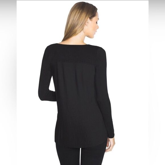 White House Black Market Tops - WHBM Pleated Chiffon Back Long Sleeve    